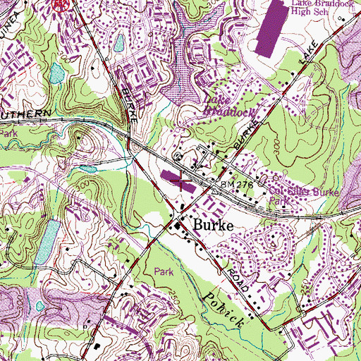 Topographic Map of Burke Village Center Shopping Center, VA