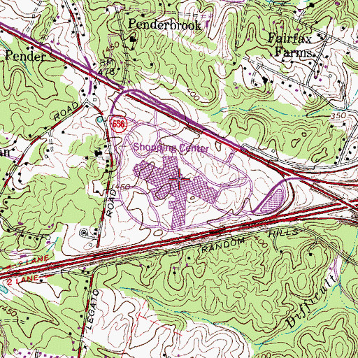 Topographic Map of Fair Oaks Mall Shopping Center, VA
