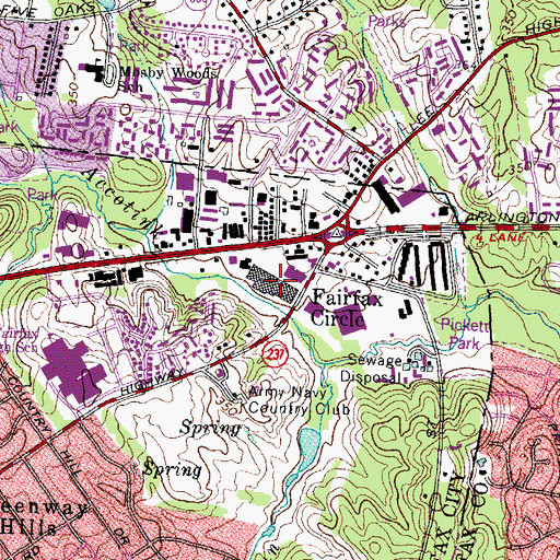 Topographic Map of Fairfax Circle Shopping Center, VA