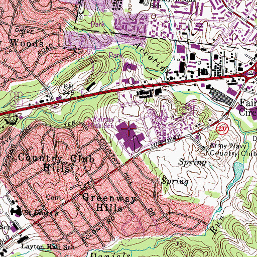 Topographic Map of Fairfax High School, VA