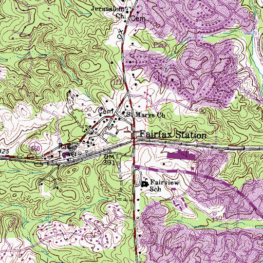 Topographic Map of Fairfax Station Square Shopping Center, VA