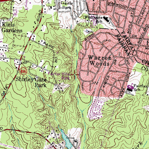Topographic Map of Fairfax Villa Park, VA