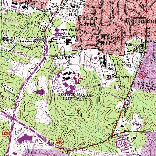 Topographic Map of Fenwick Library, VA