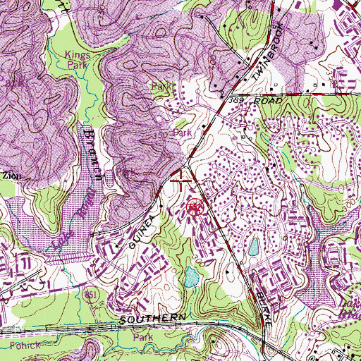 Topographic Map of Greenfield Park, VA