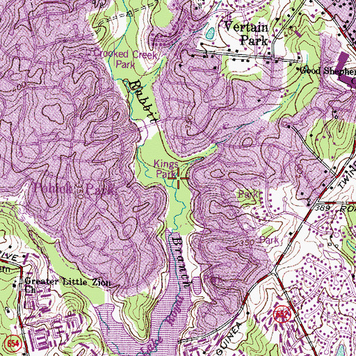 Topographic Map of Kings Park, VA