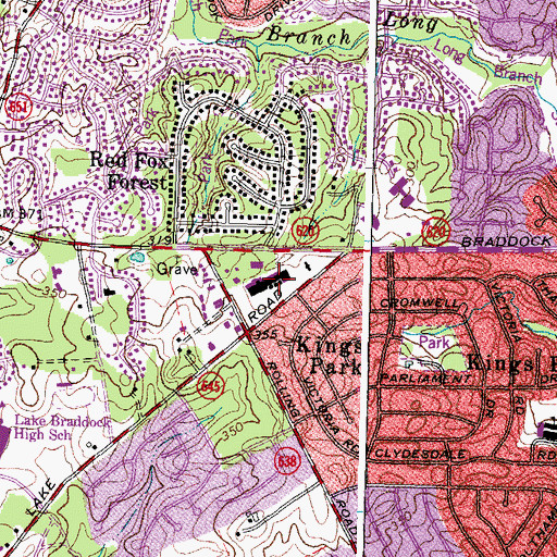 Topographic Map of Kings Park Shopping Center, VA