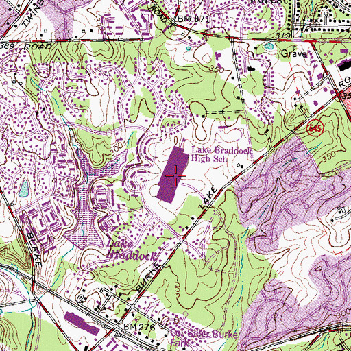 Topographic Map of Lake Braddock Secondary School, VA