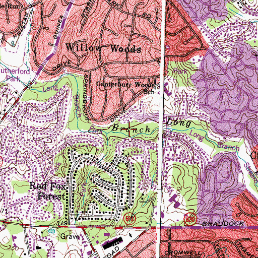 Topographic Map of Long Branch Park, VA
