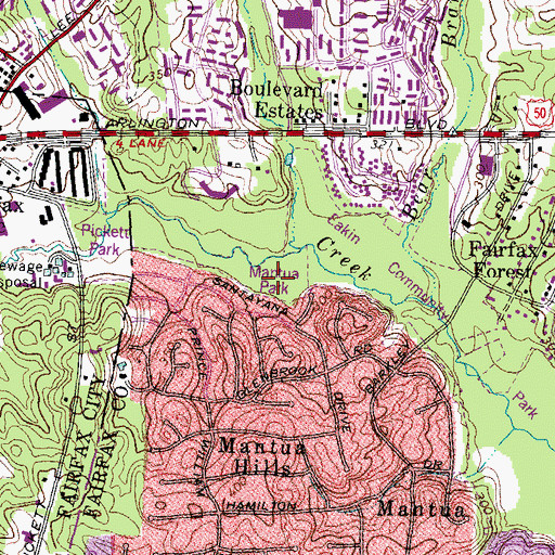 Topographic Map of Mantua Park, VA