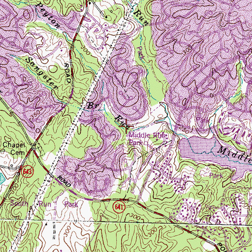 Topographic Map of Middle Run Park, VA