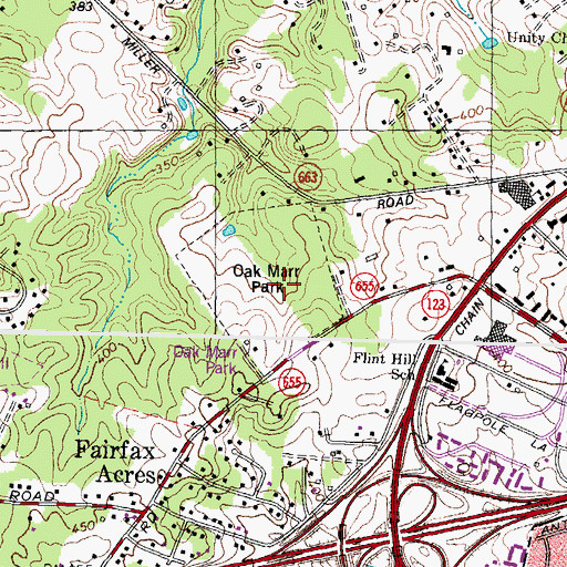 Topographic Map of Oak Marr Park, VA