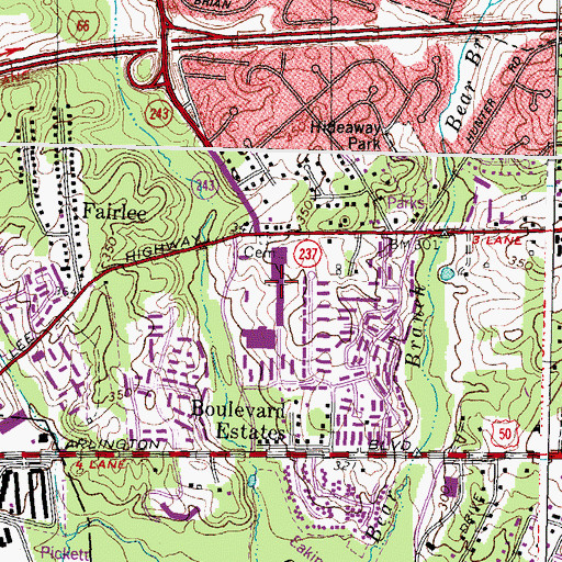 Topographic Map of Pan Am Shopping Center, VA