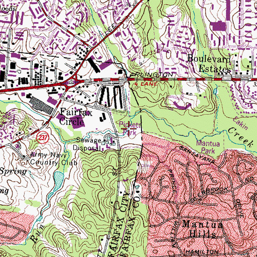 Topographic Map of Pickett Park, VA