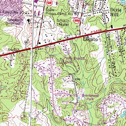 Topographic Map of Piney Branch Park, VA