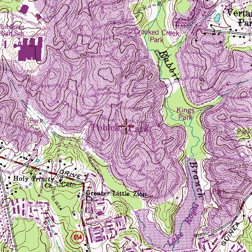 Topographic Map of Pohick Park, VA