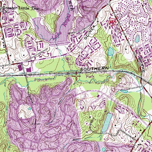 Topographic Map of Pohick Park, VA