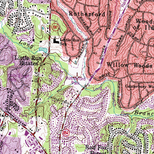 Topographic Map of Rutherford Park, VA