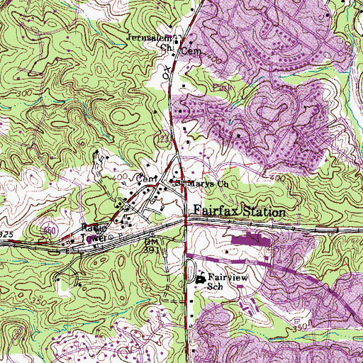 Topographic Map of Saint Mary's Catholic Church Cemetery, VA