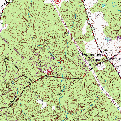 Topographic Map of Sandy Run Stream Valley Park, VA