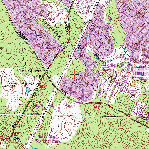 Topographic Map of Sangster Elementary School, VA