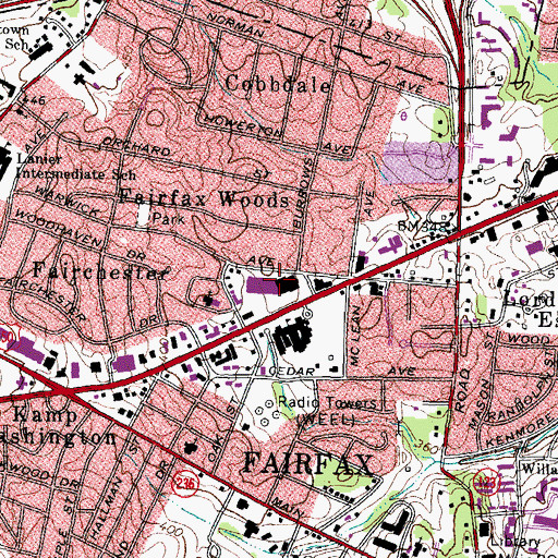 Topographic Map of The Outlet Mall at Fairfax Shopping Center, VA