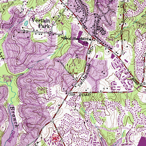 Topographic Map of Twinbrook Road Area Park, VA