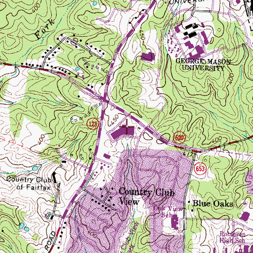 Topographic Map of University Mall Shopping Center, VA