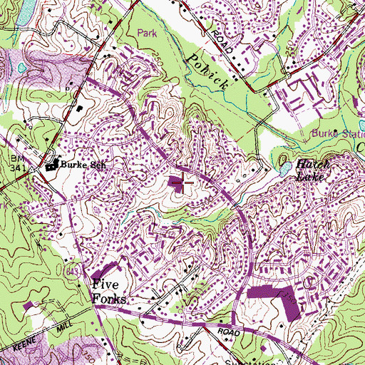 Topographic Map of White Oaks Elementary School, VA
