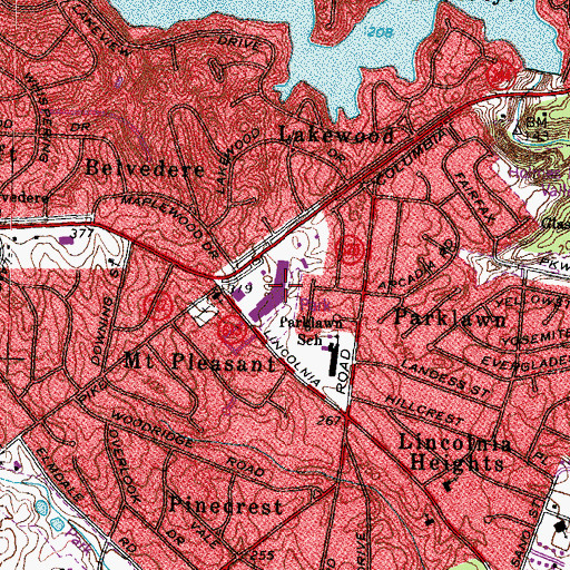 Topographic Map of Barcroft Plaza Shopping Center, VA
