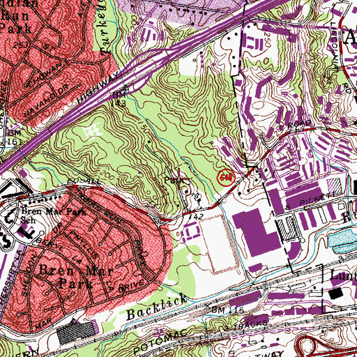 Topographic Map of Bren Mar Park, VA