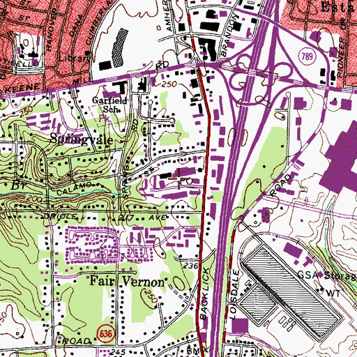 Topographic Map of Brookfield Plaza Shopping Center, VA