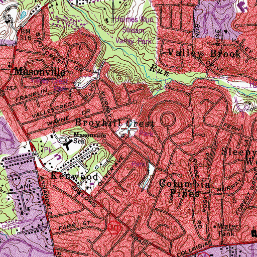 Topographic Map of Broyhill Crest Park, VA