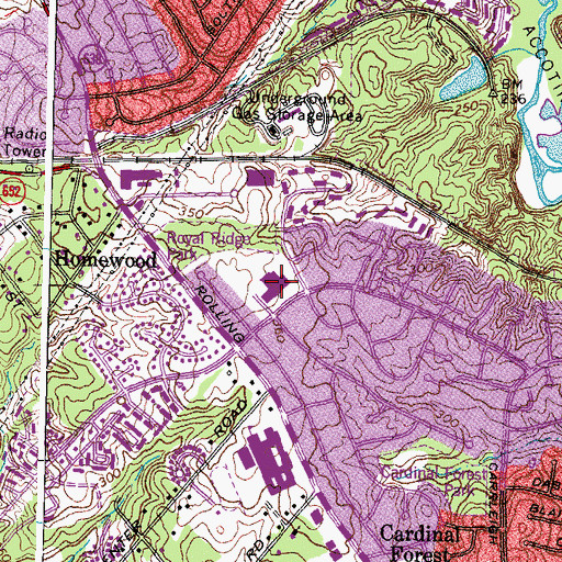 Topographic Map of Cardinal Forest Elementary School, VA