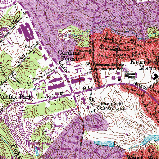 Topographic Map of Cardinal Forest Plaza Shopping Center, VA