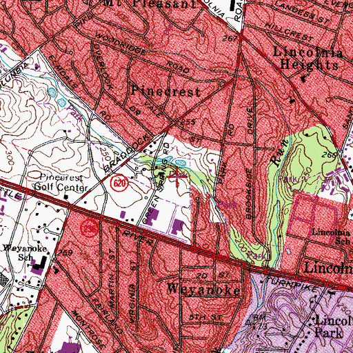Topographic Map of Green Spring Gardens Park, VA