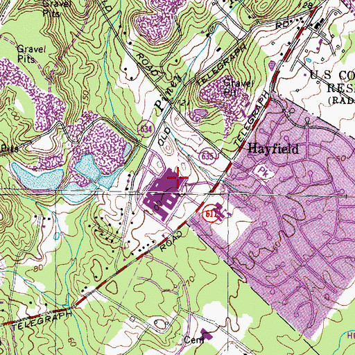 Topographic Map of Hayfield Secondary School, VA