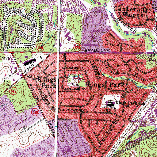 Topographic Map of Kings Park, VA
