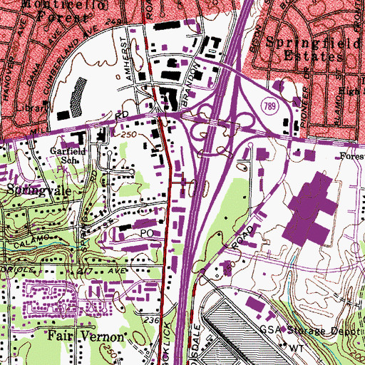 Topographic Map of Lee Shopping Center, VA