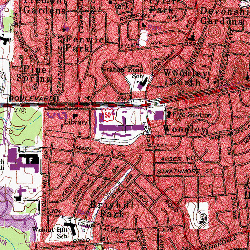 Topographic Map of Loehmanns Plaza Shopping Center, VA