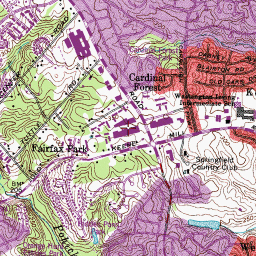 Topographic Map of Olde Keene Mill Shopping Center, VA