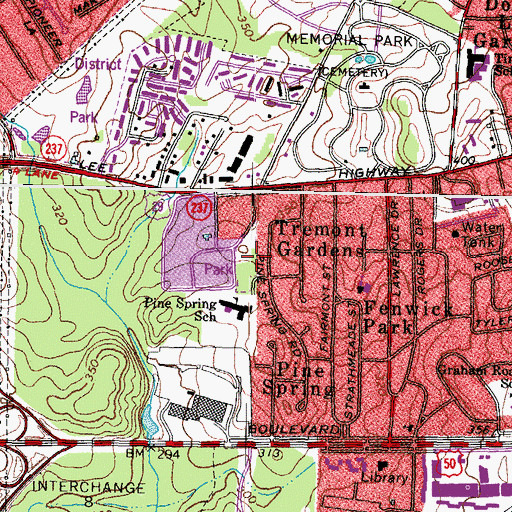 Topographic Map of Pine Spring Park, VA