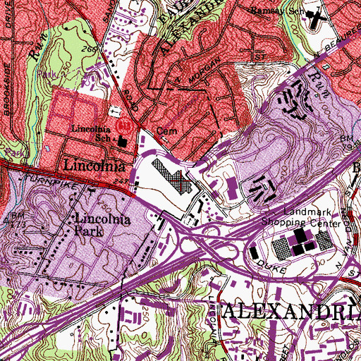 Topographic Map of Plaza at Landmark Shopping Center, VA