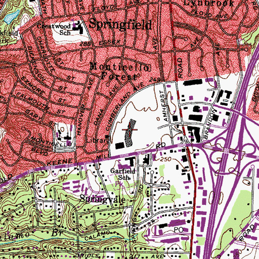 Topographic Map of Springfield Plaza Shopping Center, VA
