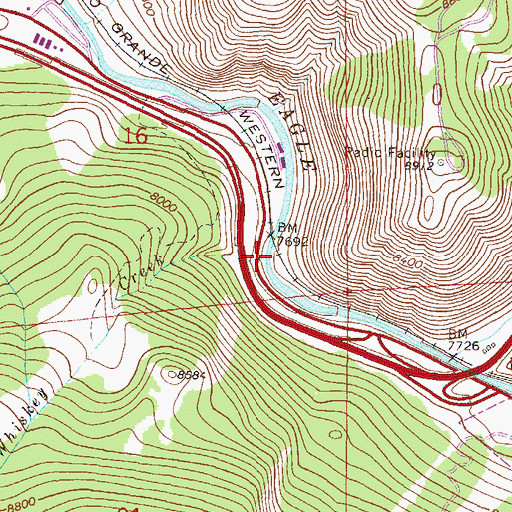Topographic Map of Whiskey Creek, CO