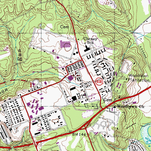 Topographic Map of All Saints Chapel, VA