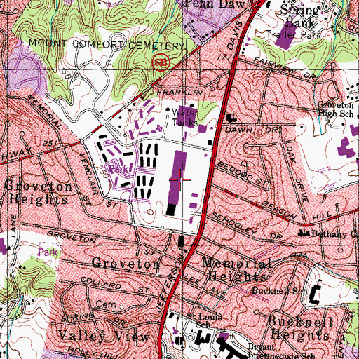 Topographic Map of Beacon Mall Shopping Center, VA