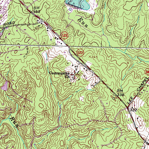 Topographic Map of Community Baptist Church, VA