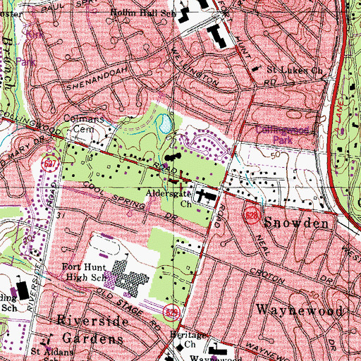 Topographic Map of First Church of Christ, VA