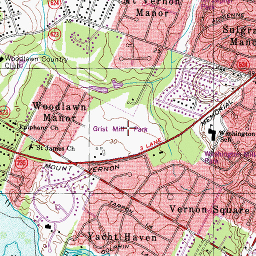 Topographic Map of Grist Mill Park, VA