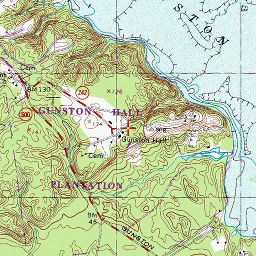 Topographic Map of Gunston Hall School (historical), VA